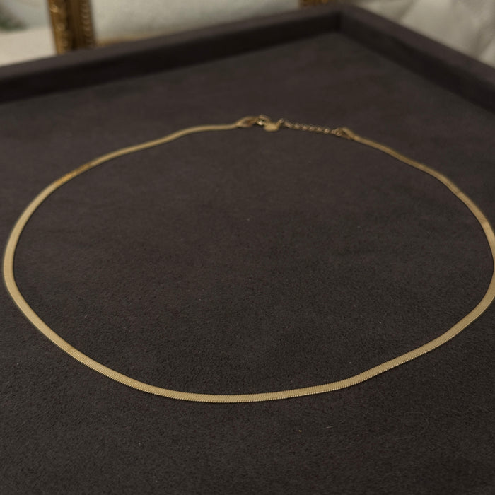 14K Solid Yellow Gold Flat Necklace Unisex