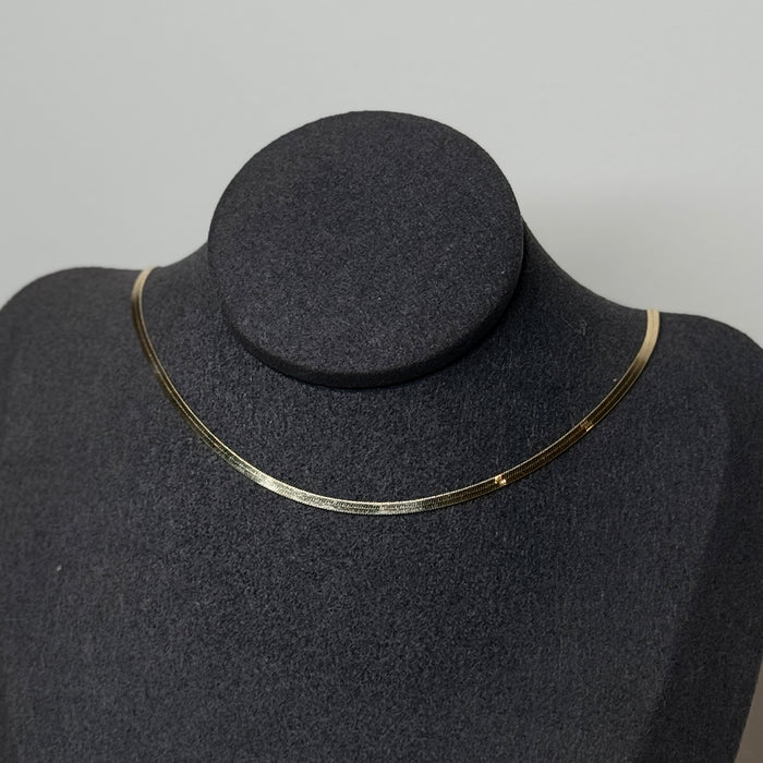 14K Solid Yellow Gold Flat Necklace Unisex