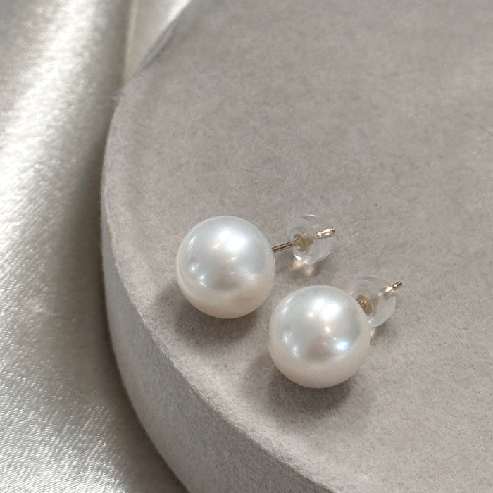 10K Yellow Gold Freshwater Cultured Pearl Earring with GRC Certificate