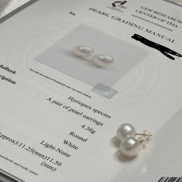 10K Yellow Gold Freshwater Cultured Pearl Earring with GRC Certificate