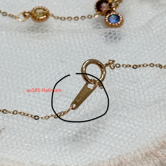 (PREORDER) 14K Yellow Gold Rainbow Gems Bezels Charms Necklace