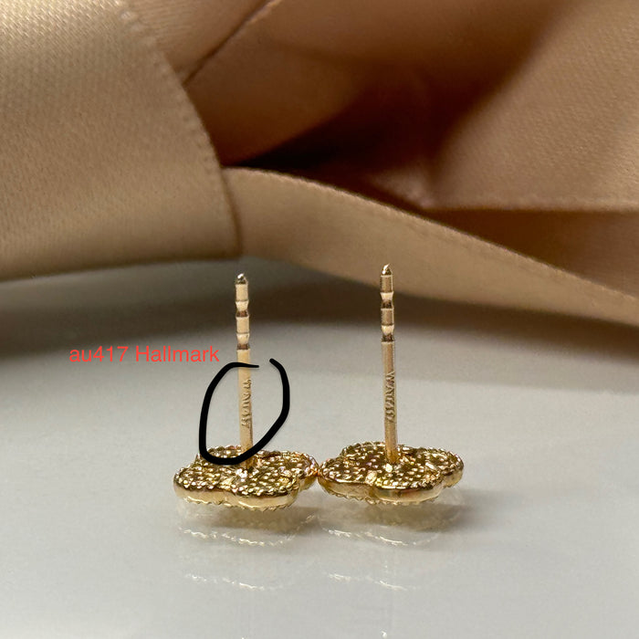 10K Yellow Gold Flower Clover Stud Earring
