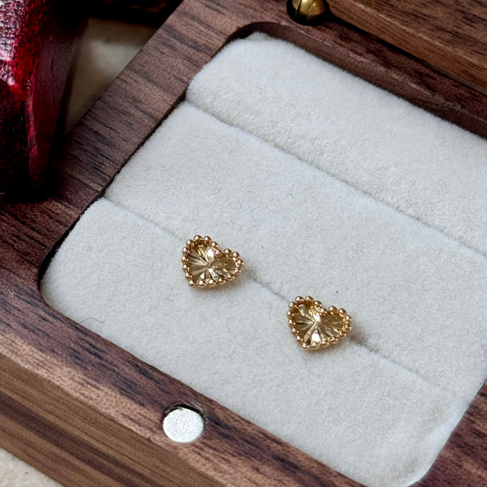10K Yellow Gold Mini Love Heart Stud Earring