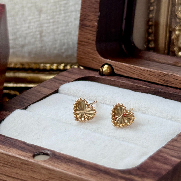 10K Yellow Gold Mini Love Heart Stud Earring
