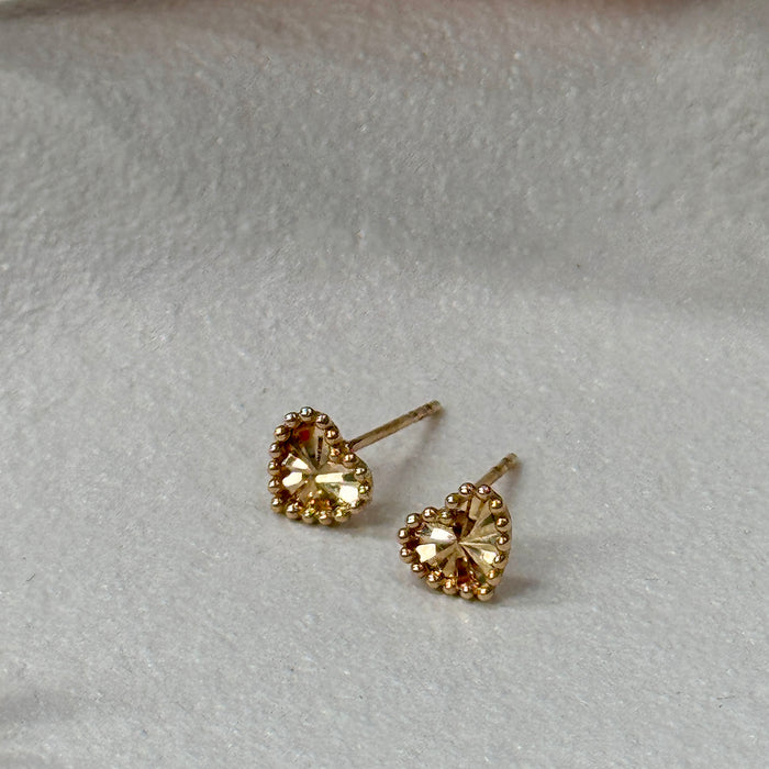 10K Yellow Gold Mini Love Heart Stud Earring
