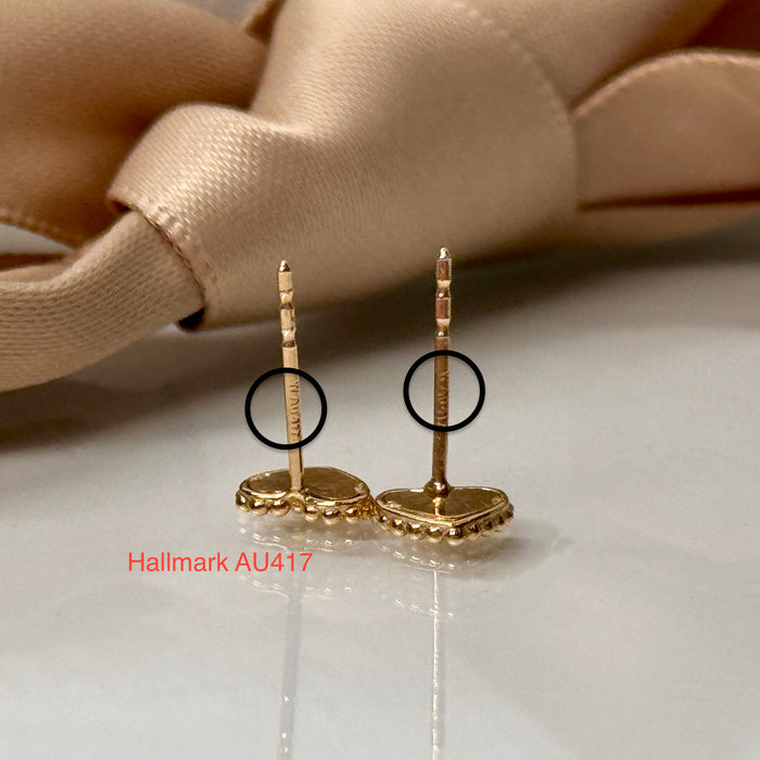 10K Yellow Gold Mini Love Heart Stud Earring