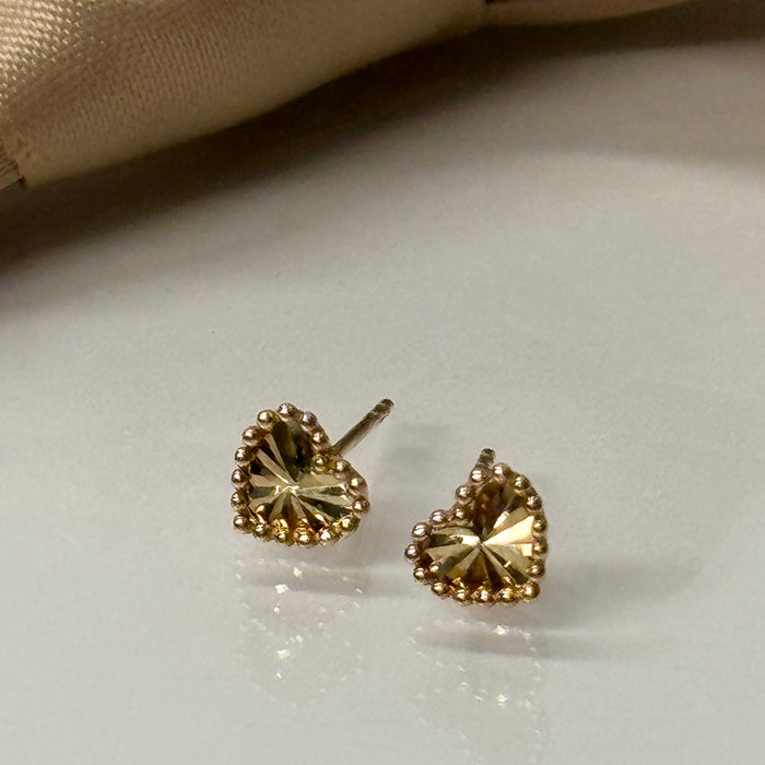 10K Yellow Gold Mini Love Heart Stud Earring
