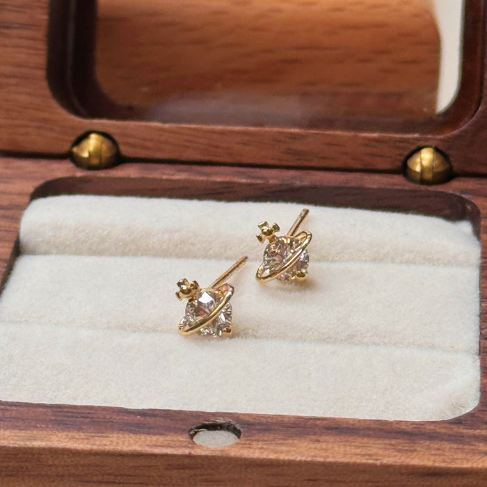 10K Yellow Gold Mini Saturn Stud Earring