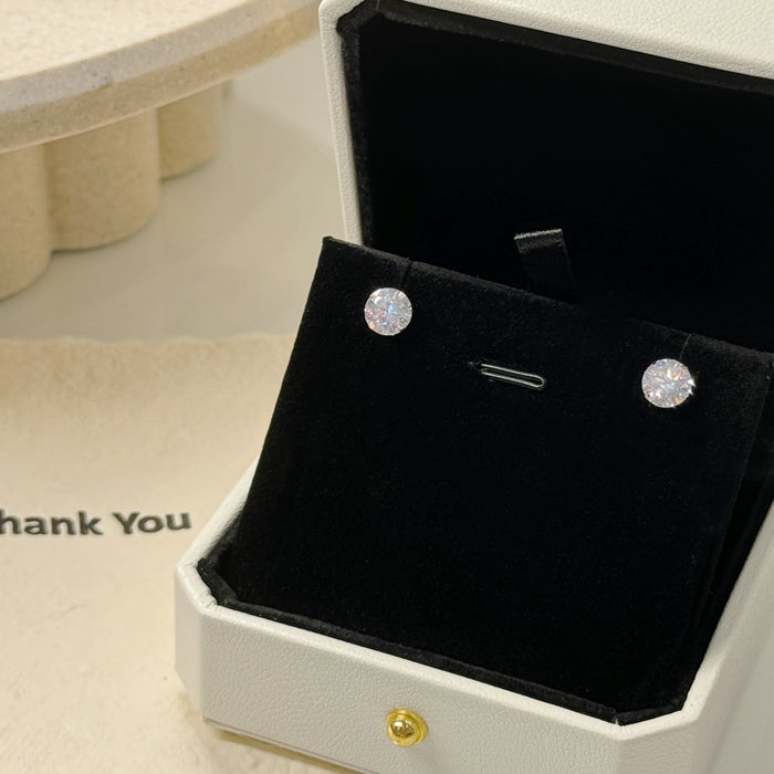 10K Yellow Gold Round 7MM Cubic Zirconia Stud Earring