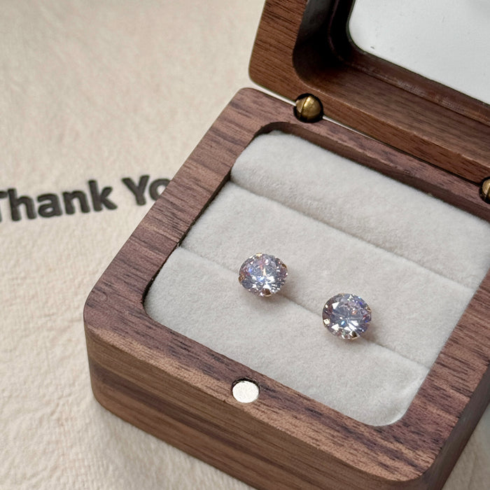 10K Yellow Gold Round 7MM Cubic Zirconia Stud Earring