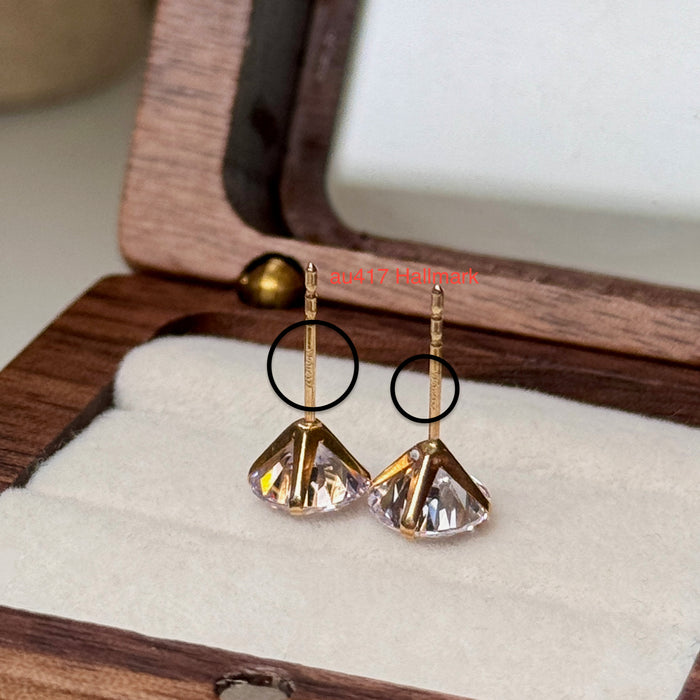 10K Yellow Gold Round 7MM Cubic Zirconia Stud Earring