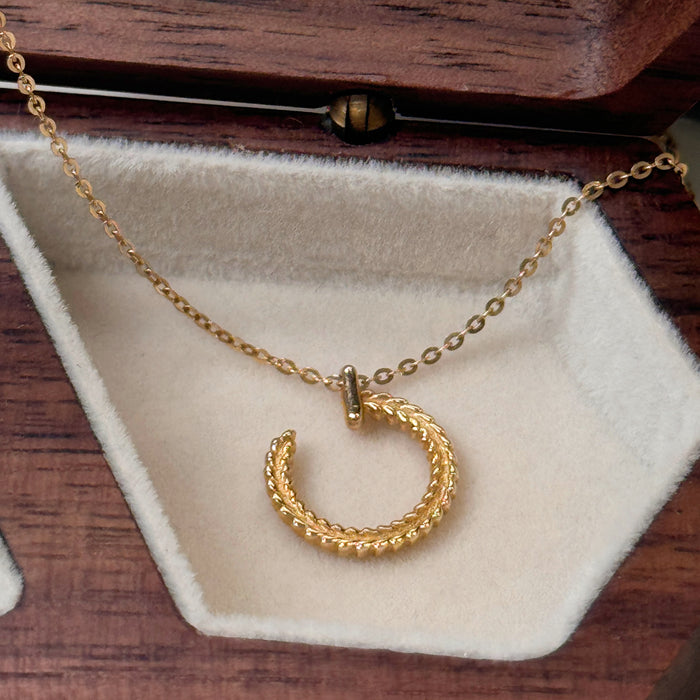 14K Yellow Gold Fashion Design C Women Necklace