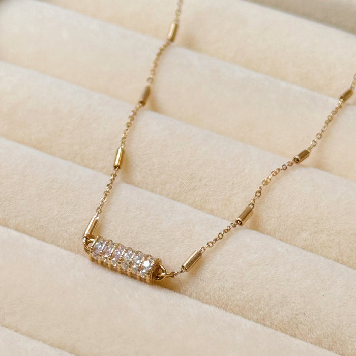 14K Yellow Gold Solid Gleam Bar Necklace
