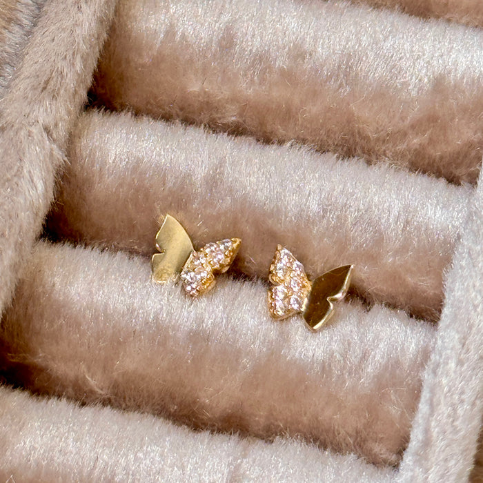 10K Yellow Gold Butterfly Stud Earring