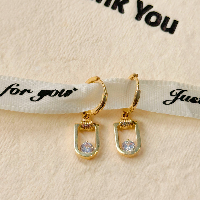14K Yellow Gold Hoop Dangle Earring