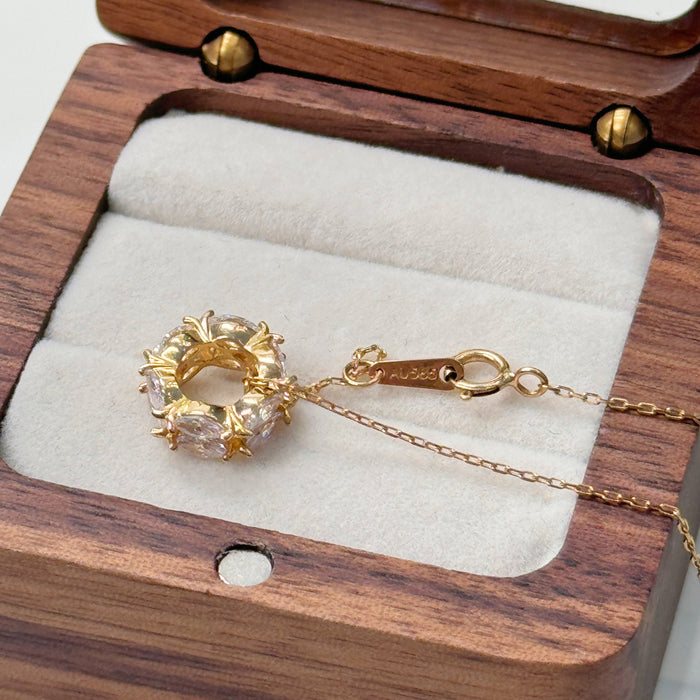 14K Yellow Gold Solid Lucky Circle Necklace