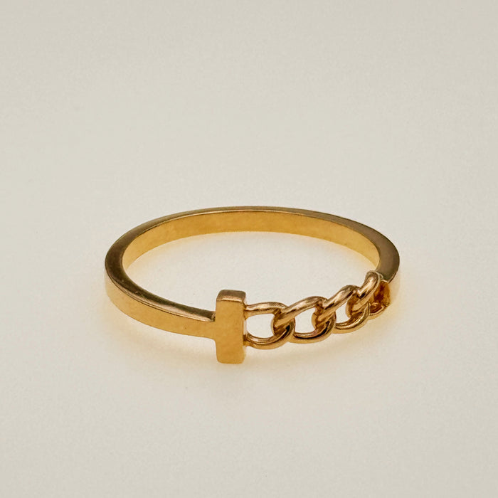 14K Yellow Gold Knitted Chain Band Ring