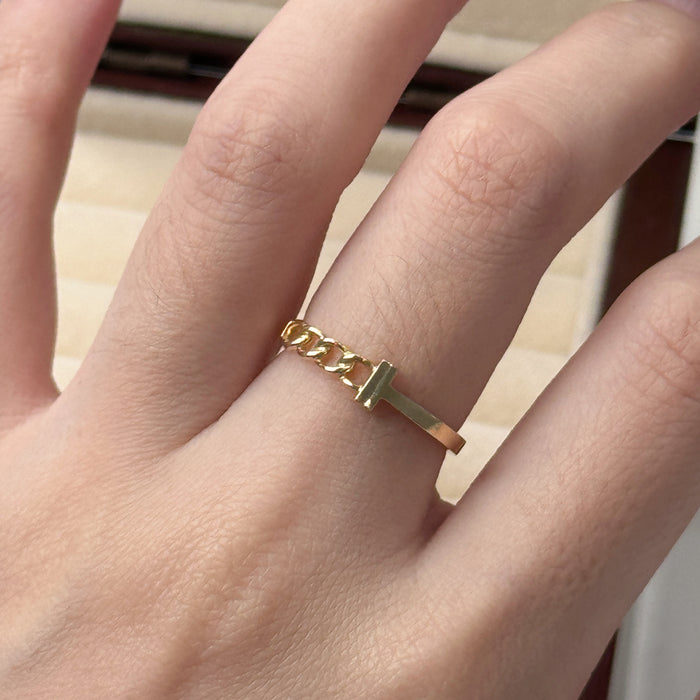 14K Yellow Gold Knitted Chain Band Ring