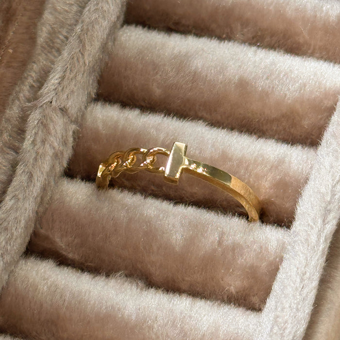 14K Yellow Gold Knitted Chain Band Ring