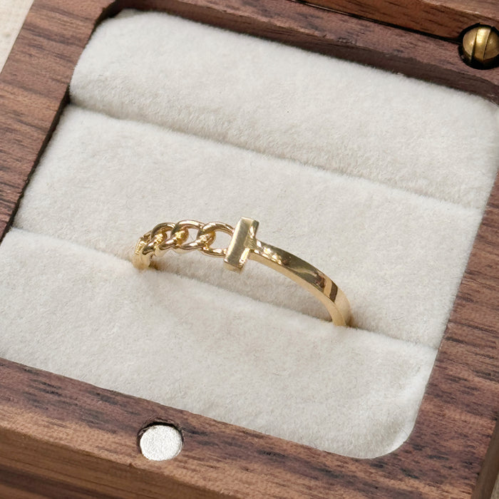 14K Yellow Gold Knitted Chain Band Ring
