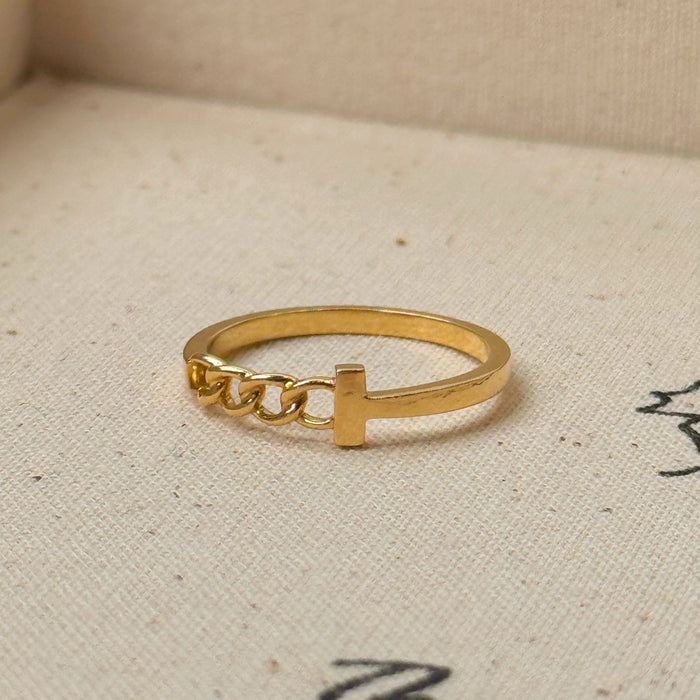 14K Yellow Gold Knitted Chain Band Ring