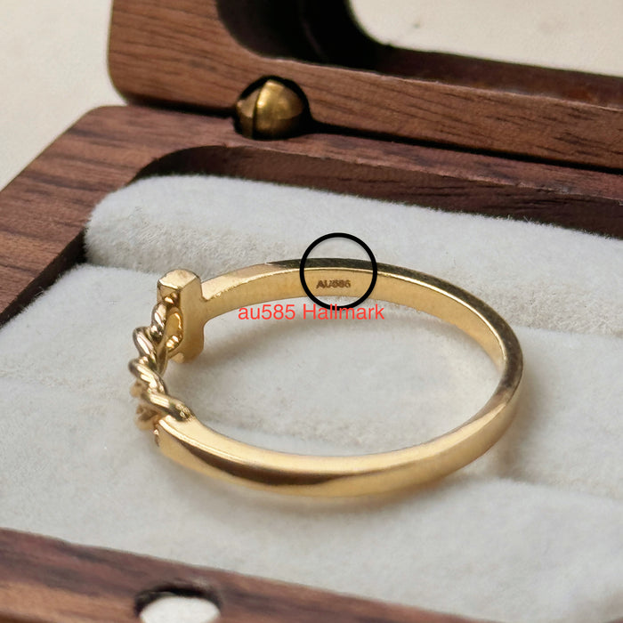 14K Yellow Gold Knitted Chain Band Ring