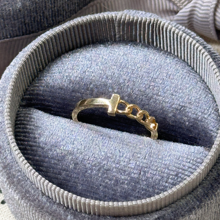 14K Yellow Gold Knitted Chain Band Ring