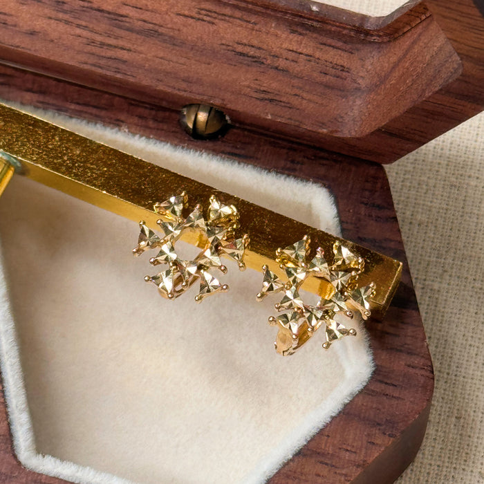 10K Yellow Gold Snowflake Earclip Earring