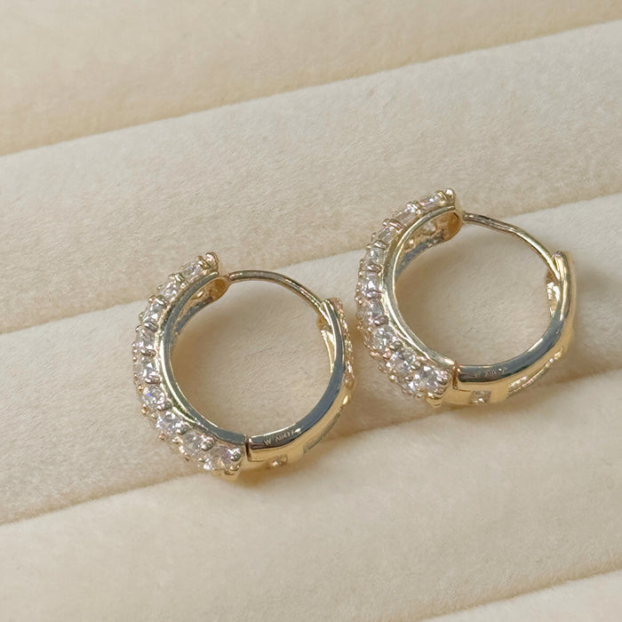 10K Yellow Gold Classic Dazzling Huggie Hoop Earring