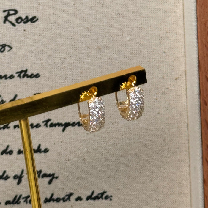 10K Yellow Gold Classic Dazzling Huggie Hoop Earring