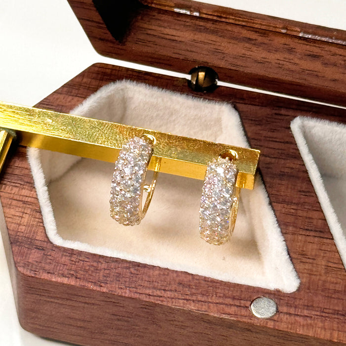10K Yellow Gold Classic Dazzling Huggie Hoop Earring