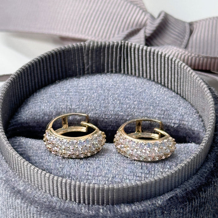 10K Yellow Gold Classic Dazzling Huggie Hoop Earring