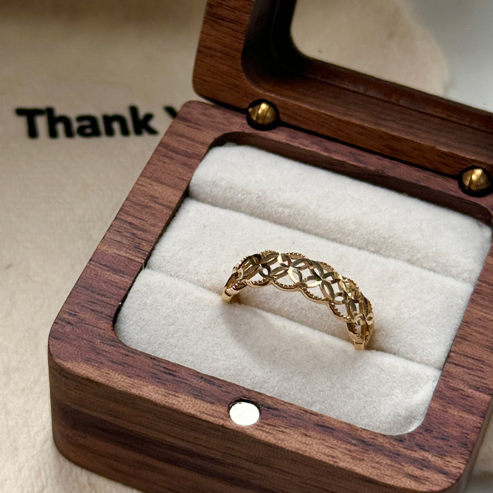 14K Yellow Gold Woven Patterned Ring
