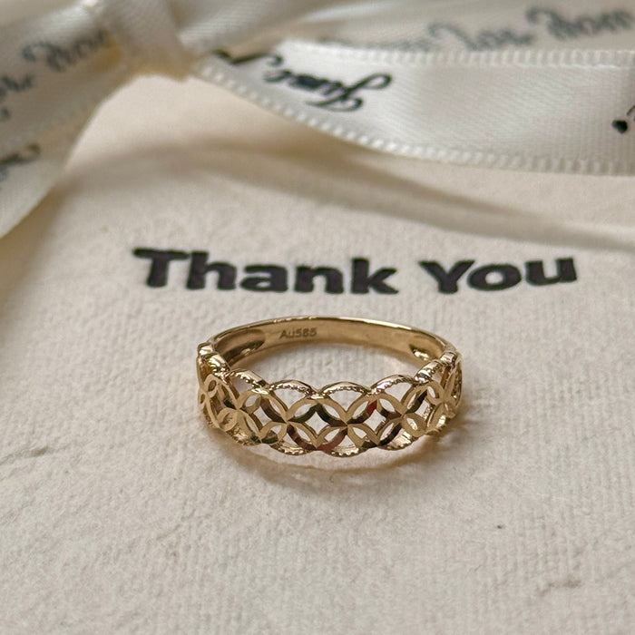 14K Yellow Gold Woven Patterned Ring