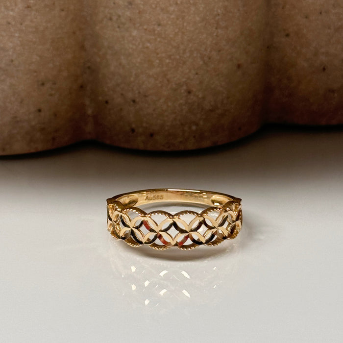 14K Yellow Gold Woven Patterned Ring