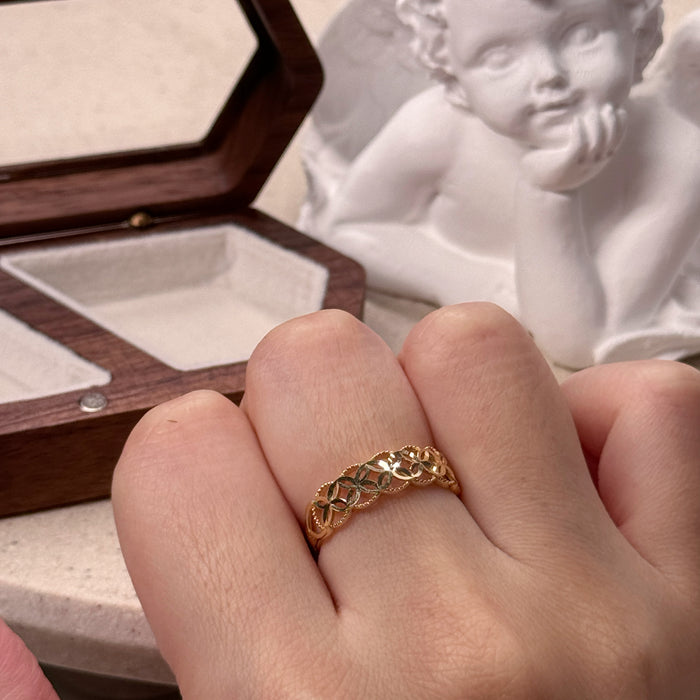 14K Yellow Gold Woven Patterned Ring