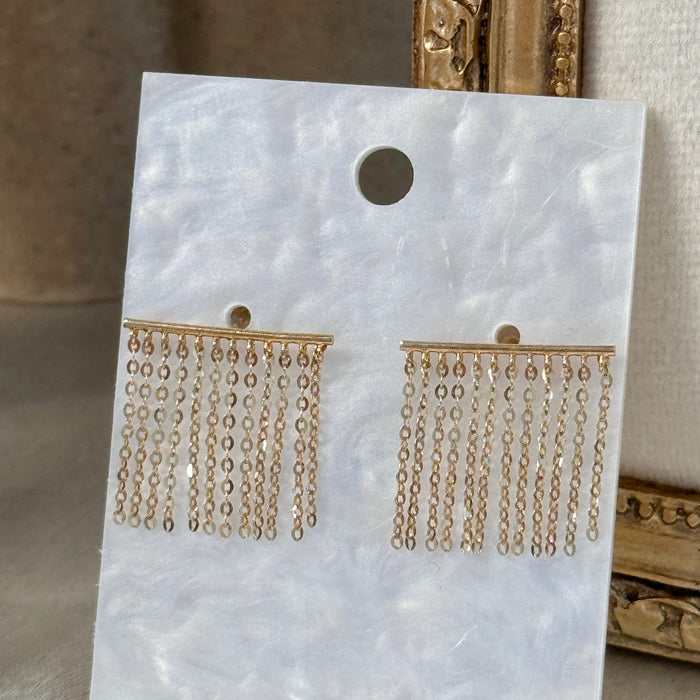 10K Yellow Gold Dangle and Drop Chain Earring