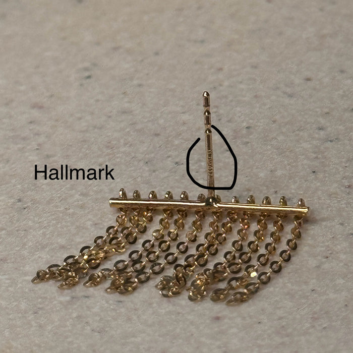 10K Yellow Gold Dangle and Drop Chain Earring