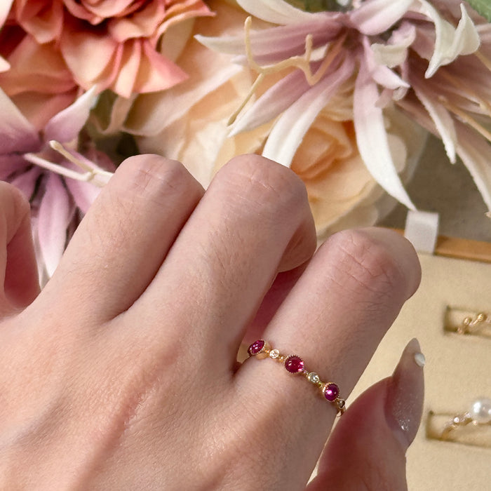 14K Yellow Gold Red Gemstone Ring