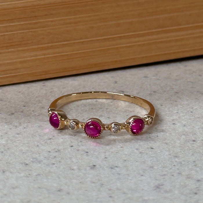 14K Yellow Gold Red Gemstone Ring