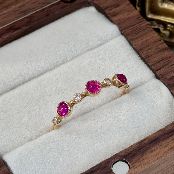 14K Yellow Gold Red Gemstone Ring