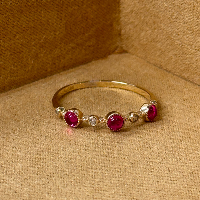 14K Yellow Gold Red Gemstone Ring