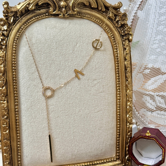 14K Yellow Gold Simple LOVE Letter Necklace