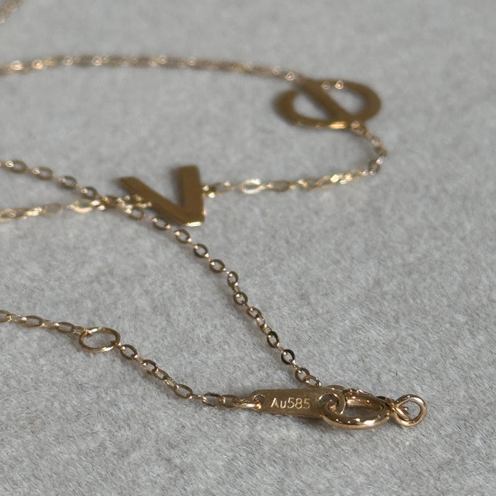 14K Yellow Gold Simple LOVE Letter Necklace
