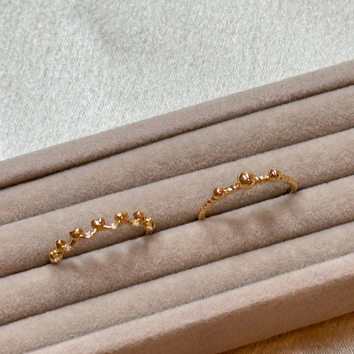 14K Yellow Gold Little Golden Balls Beaded Ring