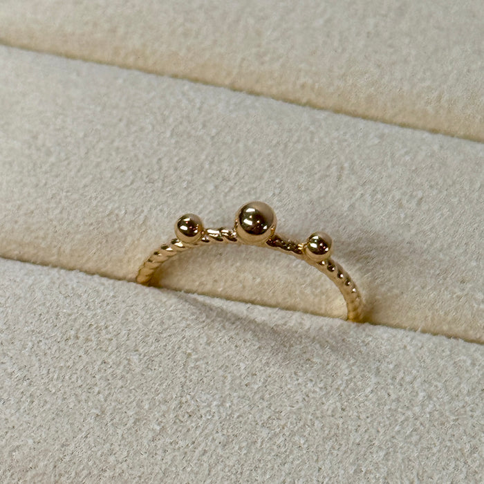 14K Yellow Gold Little Golden Balls Beaded Ring