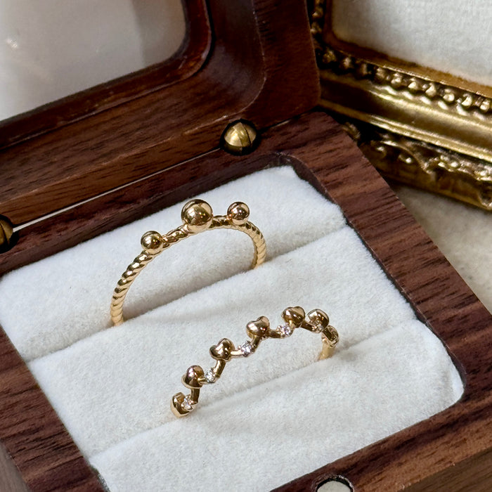 14K Yellow Gold Little Golden Balls Beaded Ring