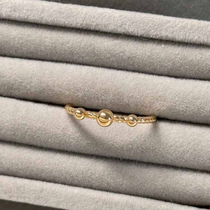 14K Yellow Gold Little Golden Balls Beaded Ring