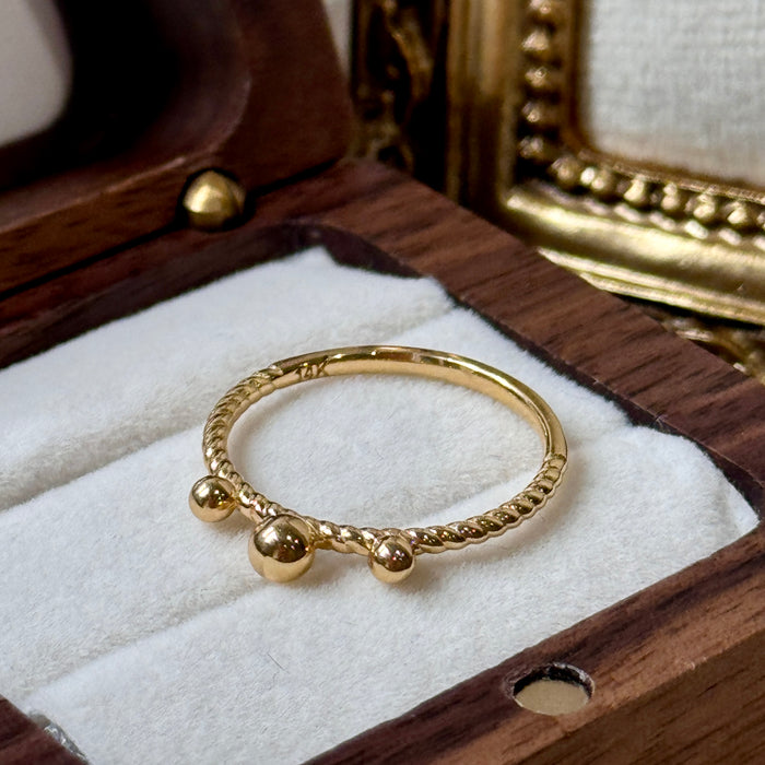 14K Yellow Gold Little Golden Balls Beaded Ring