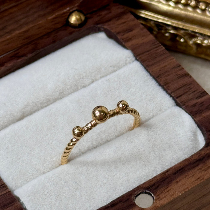 14K Yellow Gold Little Golden Balls Beaded Ring